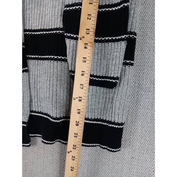 Gap Open Textured Cardigan Sweater Womens L Black Gray Striped Casual - Picture 13 of 14